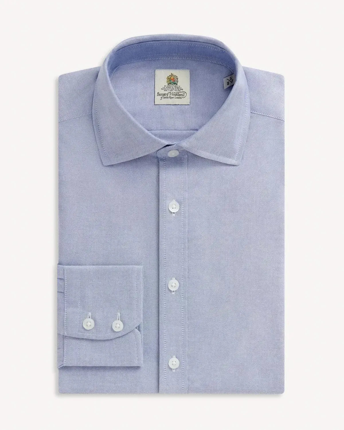 BERNARD WEATHERILL Plain Oxford Cotton Shirt Sky-MALFORD OF LONDON SAVILE ROW MENSWEAR OUTLET