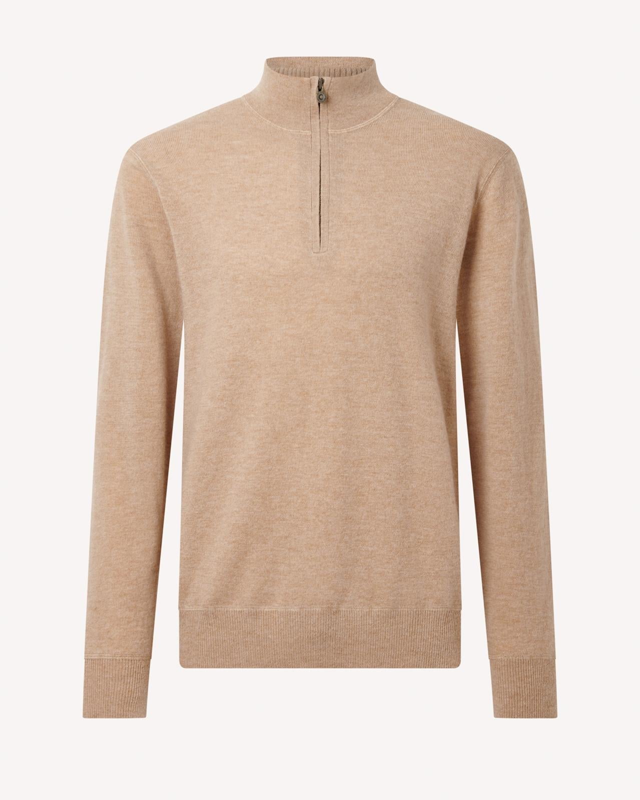 BERNARD WEATHERILL Stand Collar Pullover Jumper Camel-MALFORD OF LONDON SAVILE ROW MENSWEAR OUTLET