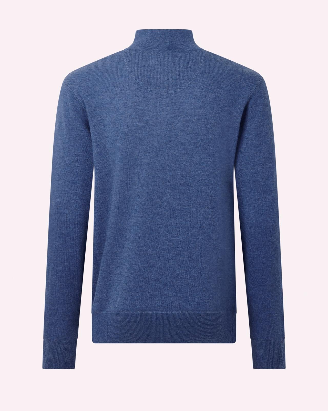 BERNARD WEATHERILL Stand Collar Pullover Jumper Channel Isle Blue-MALFORD OF LONDON SAVILE ROW MENSWEAR OUTLET