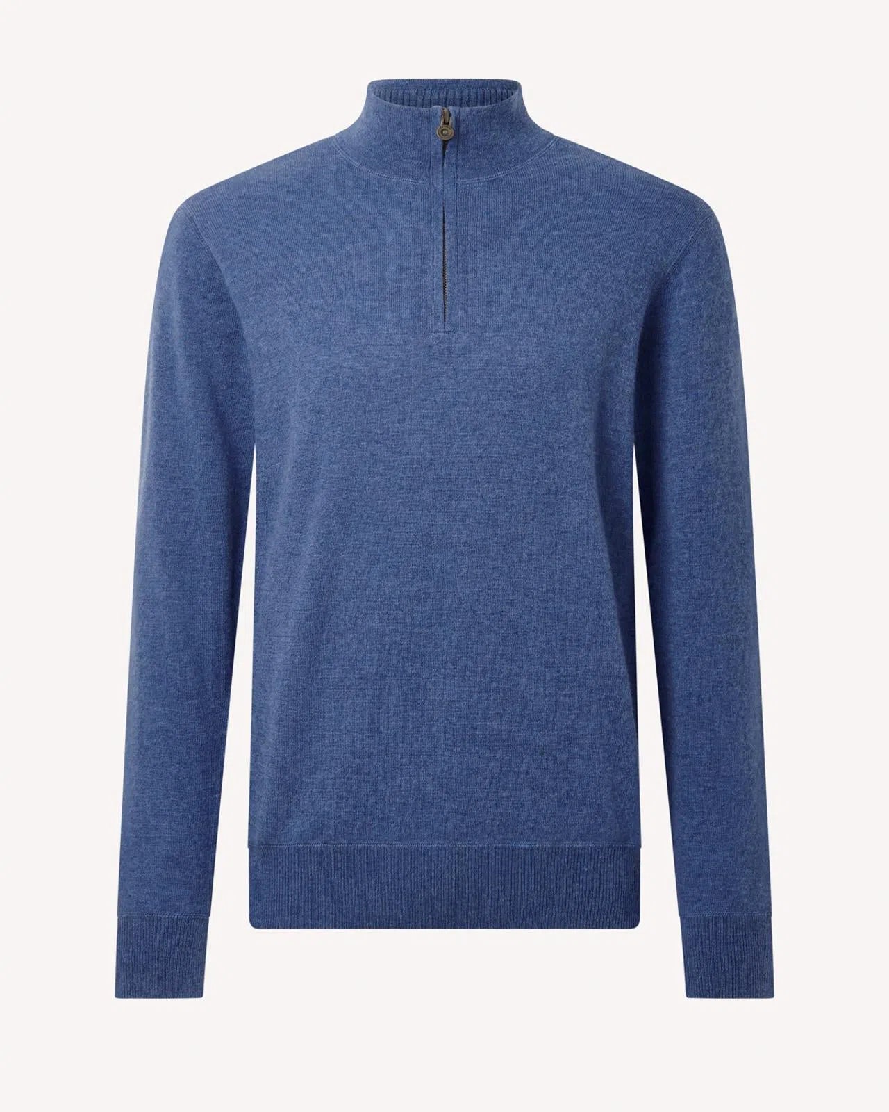 BERNARD WEATHERILL Stand Collar Pullover Jumper Channel Isle Blue-MALFORD OF LONDON SAVILE ROW MENSWEAR OUTLET