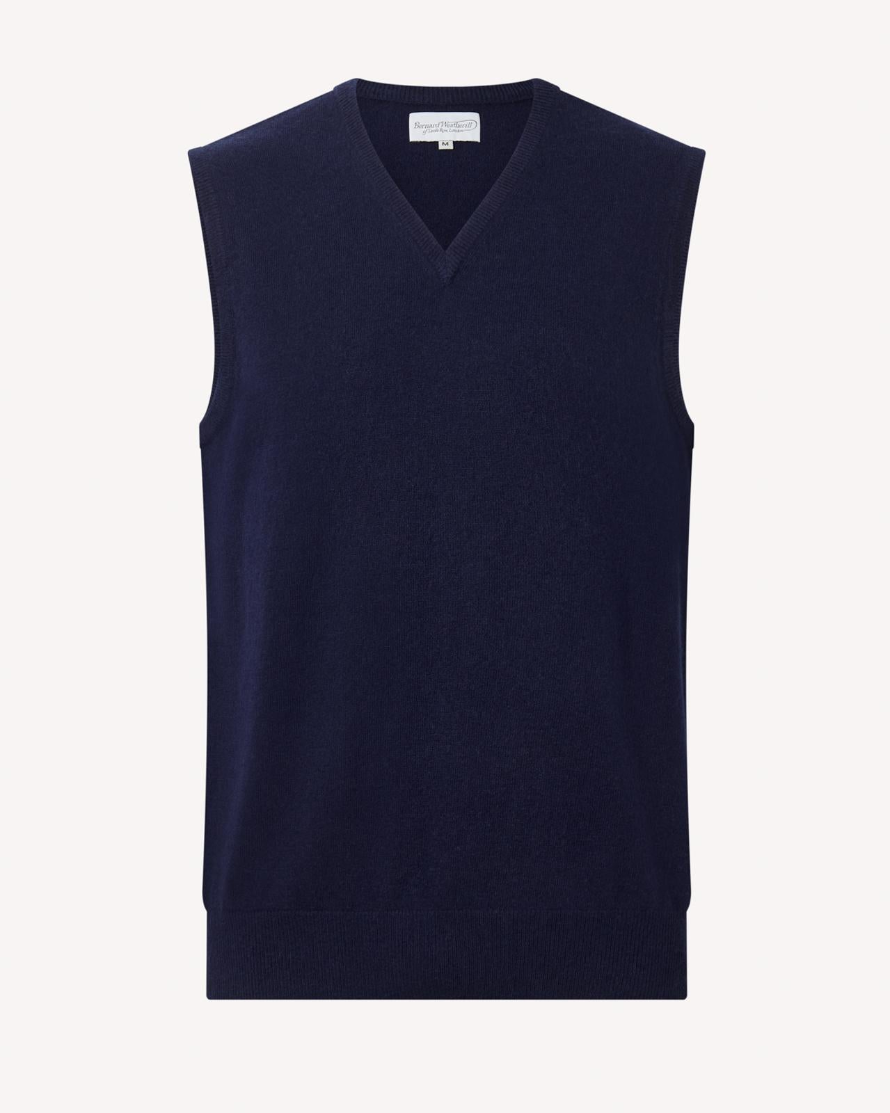 BERNARD WEATHERILL V-neck 1/4 Zip Vest Gilet Savile Row Navy-MALFORD OF LONDON SAVILE ROW MENSWEAR OUTLET