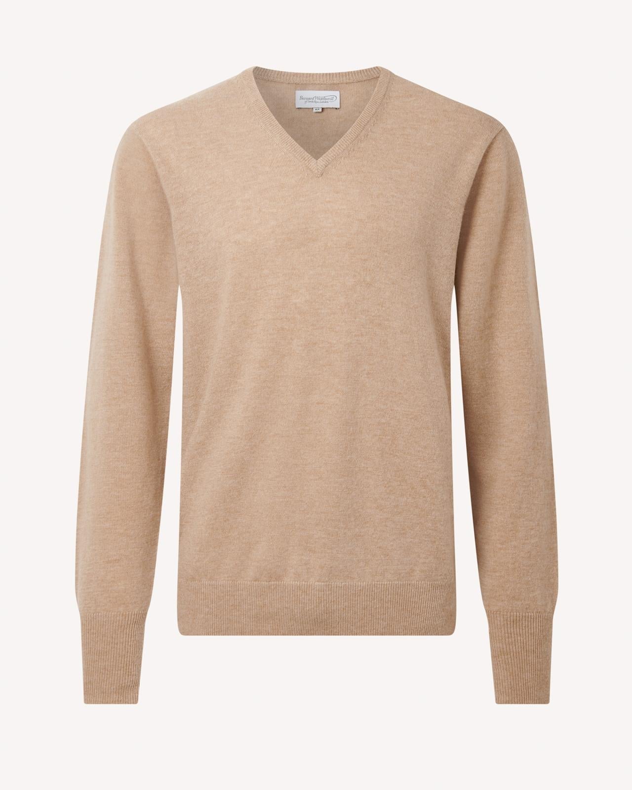 BERNARD WEATHERILL V-neck Pullover Jumper Camel-MALFORD OF LONDON SAVILE ROW MENSWEAR OUTLET