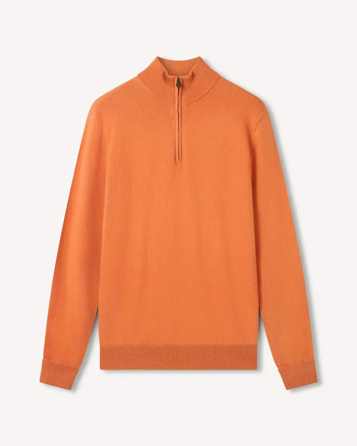 BW 1/4 Zip Cashmere Mix Burnt Orange-MALFORD OF LONDON SAVILE ROW MENSWEAR OUTLET