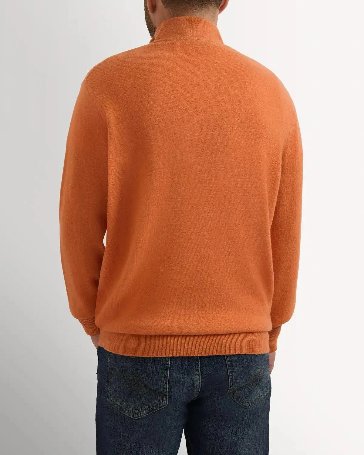 BW 1/4 Zip Cashmere Mix Burnt Orange-MALFORD OF LONDON SAVILE ROW MENSWEAR OUTLET