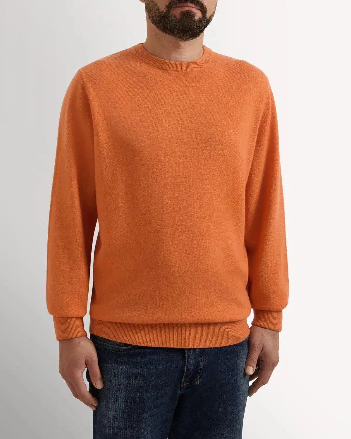BW Cashmere Mix Crew Neck BURNT ORANGE-MALFORD OF LONDON SAVILE ROW MENSWEAR OUTLET