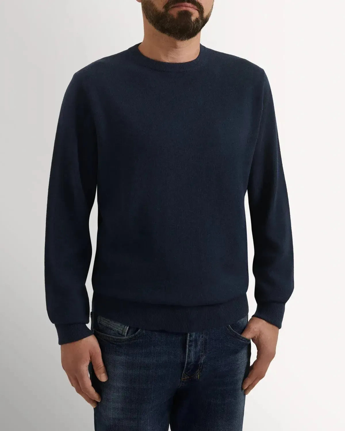 BW Cashmere Mix Crew Neck NAVY-MALFORD OF LONDON SAVILE ROW MENSWEAR OUTLET