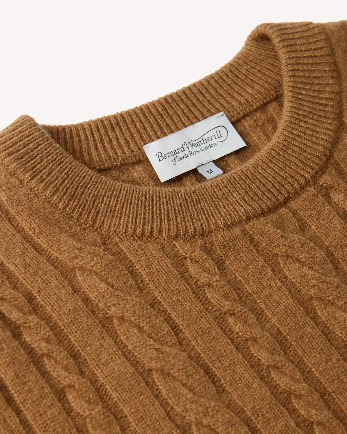 BW Lambswool Cable Knit CAMEL-MALFORD OF LONDON SAVILE ROW MENSWEAR OUTLET