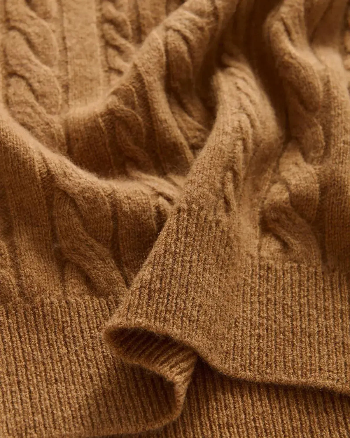 BW Lambswool Cable Knit CAMEL-MALFORD OF LONDON SAVILE ROW MENSWEAR OUTLET