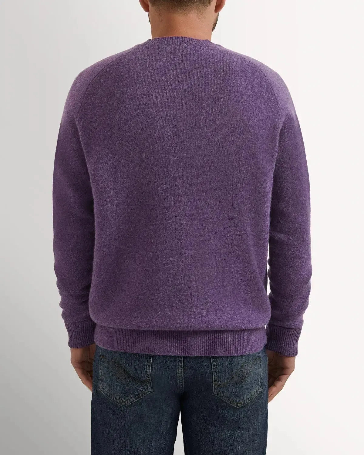 BW Lambswool Plain Crew Neck HEATHER-MALFORD OF LONDON SAVILE ROW MENSWEAR OUTLET