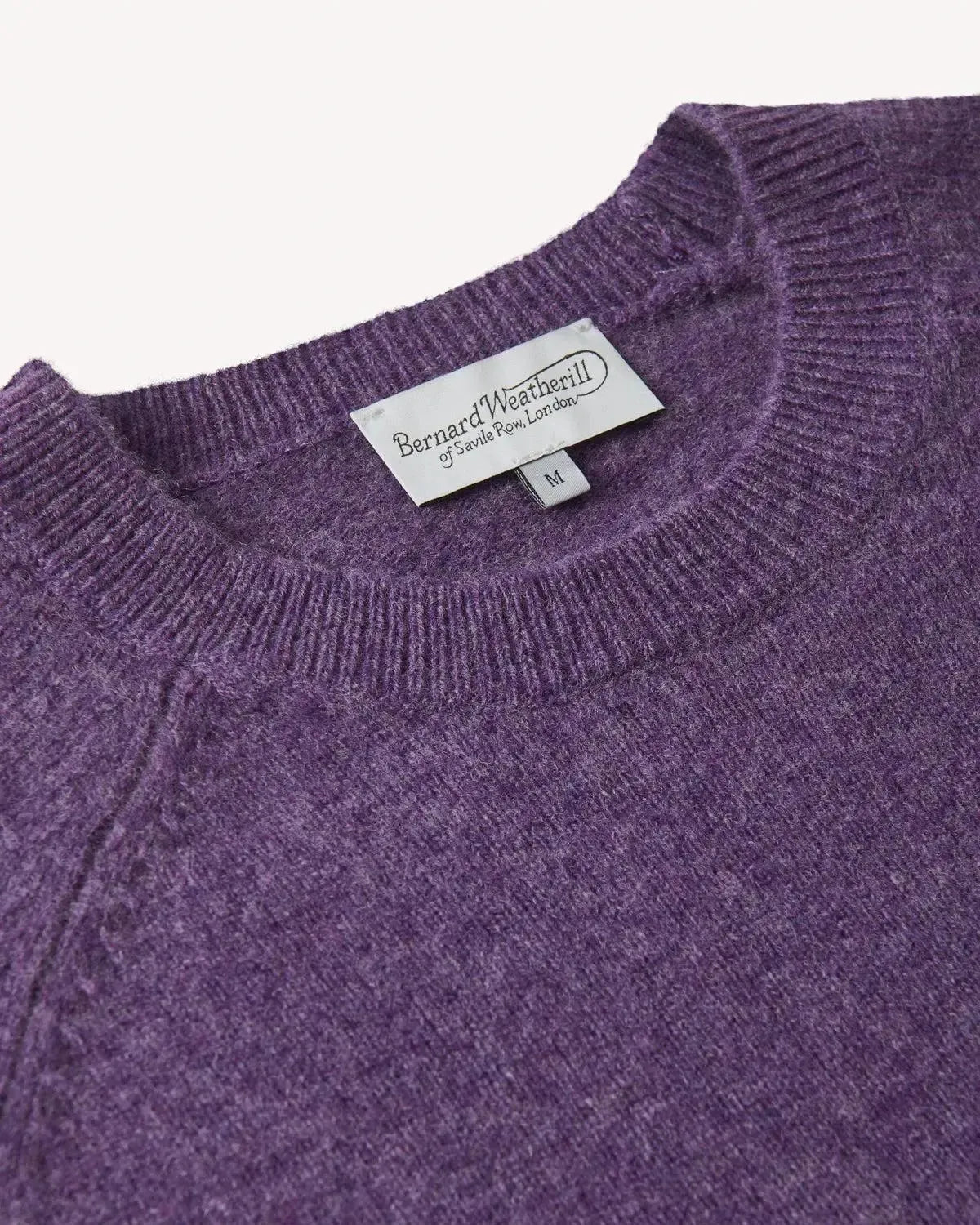 BW Lambswool Plain Crew Neck HEATHER-MALFORD OF LONDON SAVILE ROW MENSWEAR OUTLET