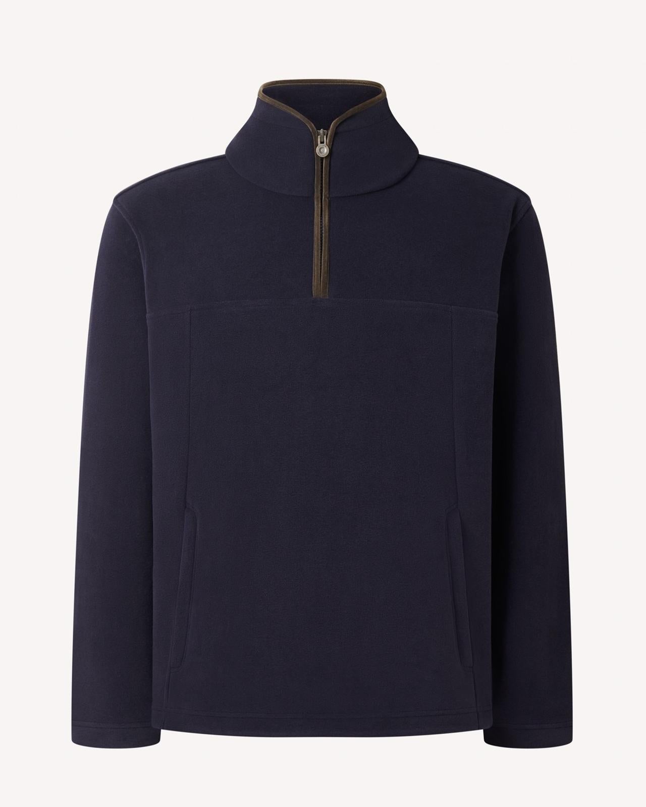 Bernard Weatherill 1/4 Zip Fleece Jacket Dark Navy-MALFORD OF LONDON SAVILE ROW MENSWEAR OUTLET