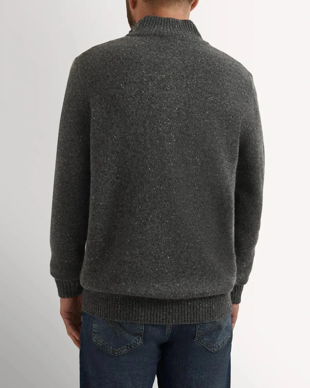 Bernard Weatherill 1/4 Zip Melange Neps Grey-MALFORD OF LONDON SAVILE ROW MENSWEAR OUTLET