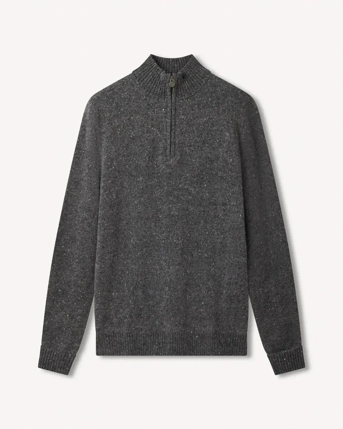 Bernard Weatherill 1/4 Zip Melange Neps Grey-MALFORD OF LONDON SAVILE ROW MENSWEAR OUTLET