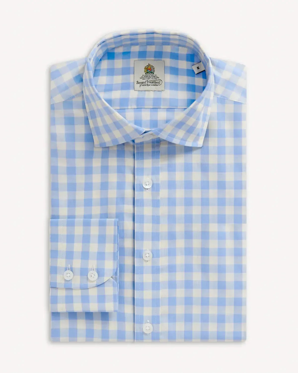 Bernard Weatherill Bold Large Gingham Shirt Sky White-MALFORD OF LONDON SAVILE ROW MENSWEAR OUTLET