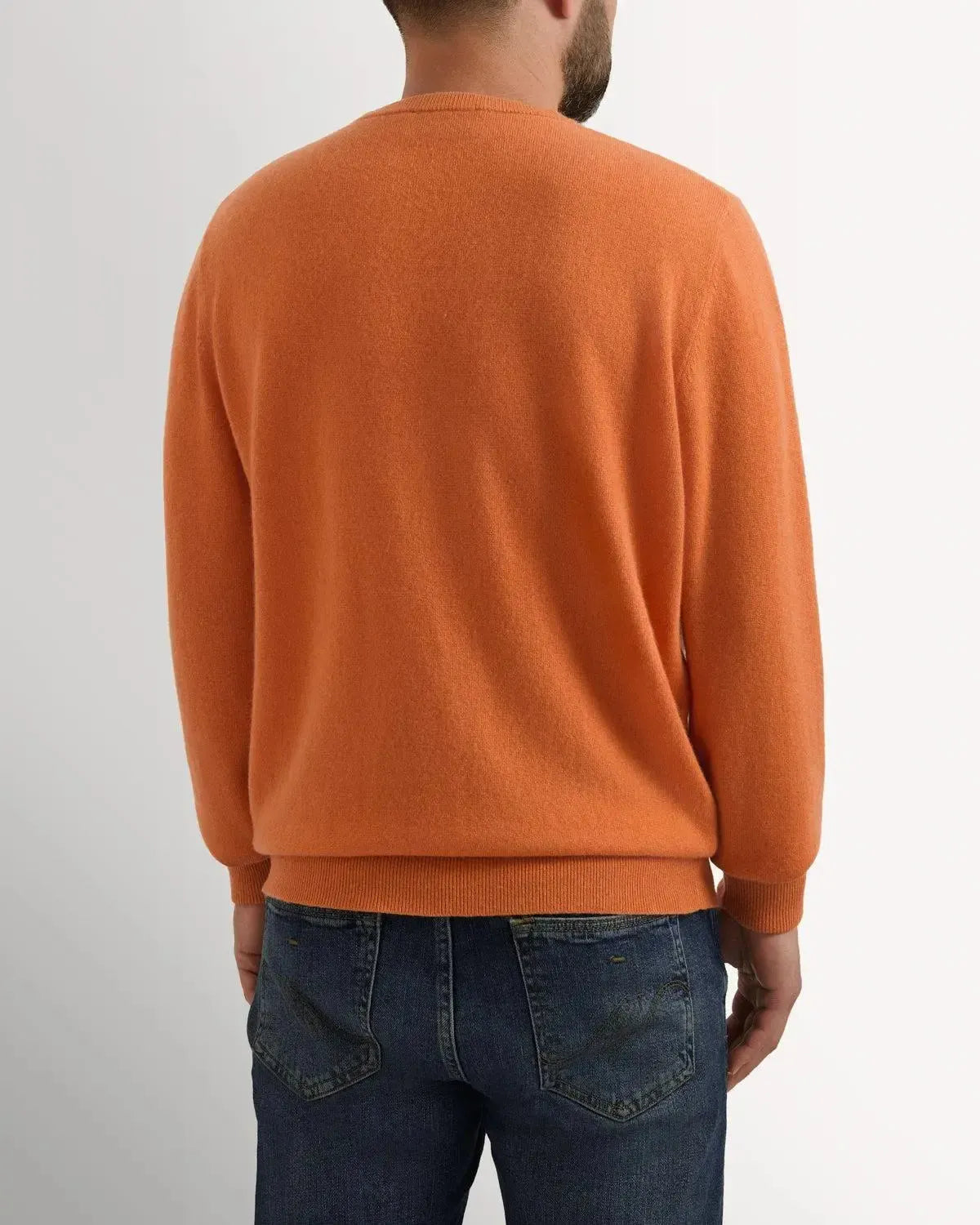 Bernard Weatherill Cashmere Mix Crew Neck Burnt Orange-MALFORD OF LONDON SAVILE ROW MENSWEAR OUTLET