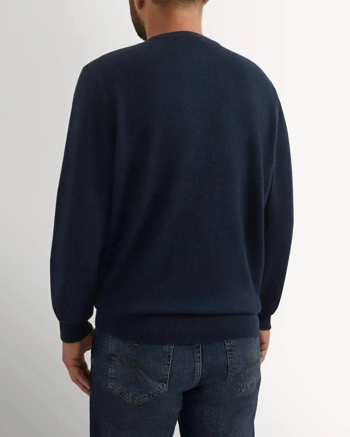 Bernard Weatherill Cashmere Mix Crew Neck Navy-MALFORD OF LONDON SAVILE ROW MENSWEAR OUTLET