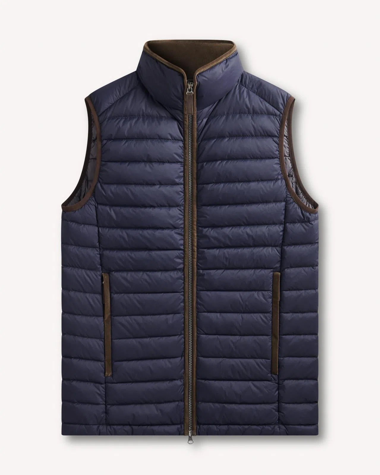 Bernard Weatherill Contrast Trim Quilted Gilet Navy Blue-MALFORD OF LONDON SAVILE ROW MENSWEAR OUTLET