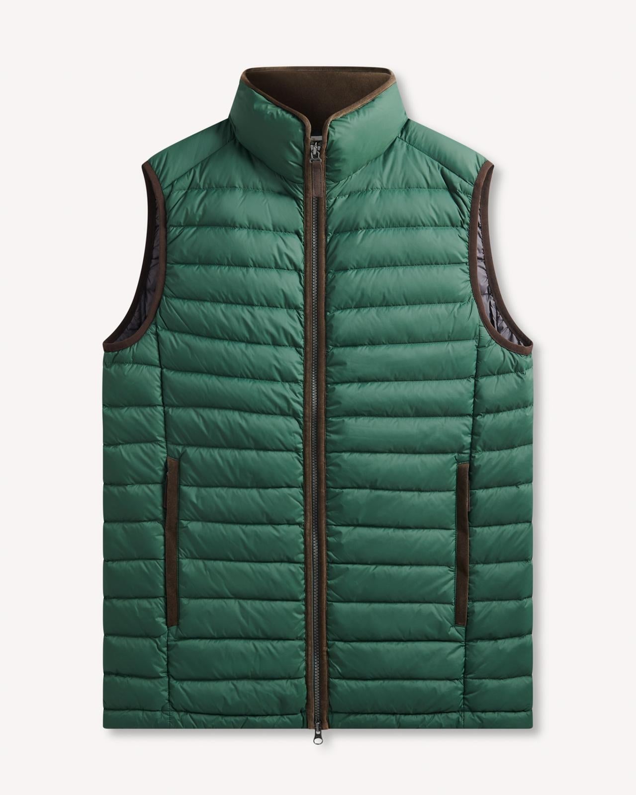 Bernard Weatherill Contrast Trim Quilted Gilet Thyme Green-MALFORD OF LONDON SAVILE ROW MENSWEAR OUTLET