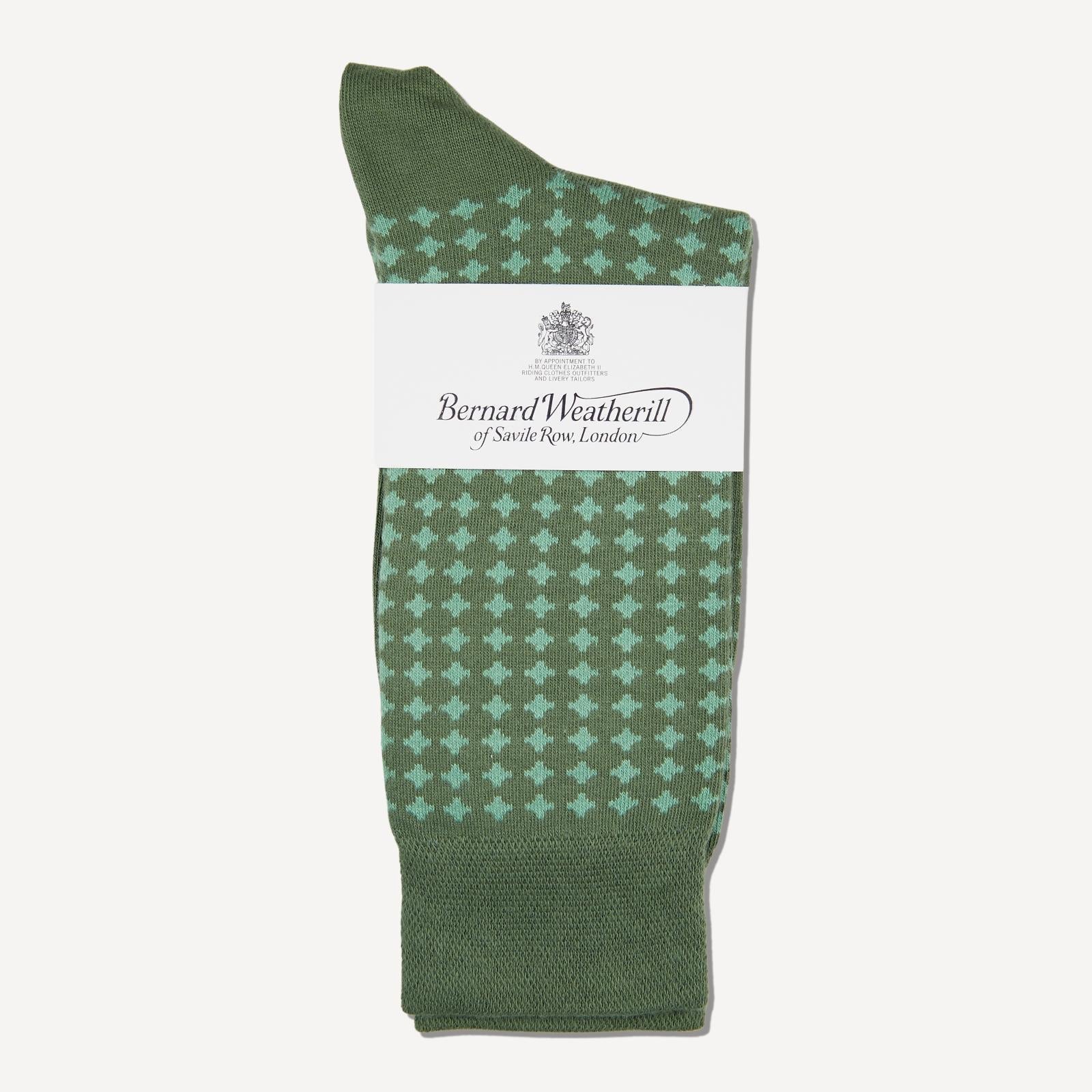 Bernard Weatherill Diamond Socks Bronze/Green-MALFORD OF LONDON SAVILE ROW MENSWEAR OUTLET