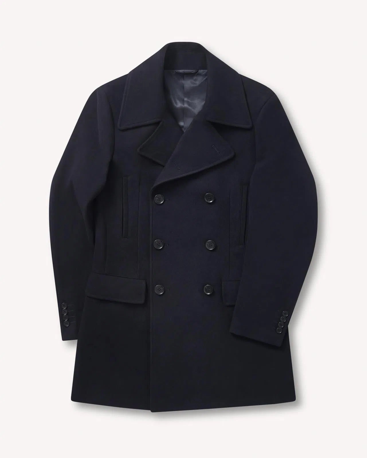 Bernard Weatherill Double Breasted Wool Peacoat Navy Blue-MALFORD OF LONDON SAVILE ROW MENSWEAR OUTLET