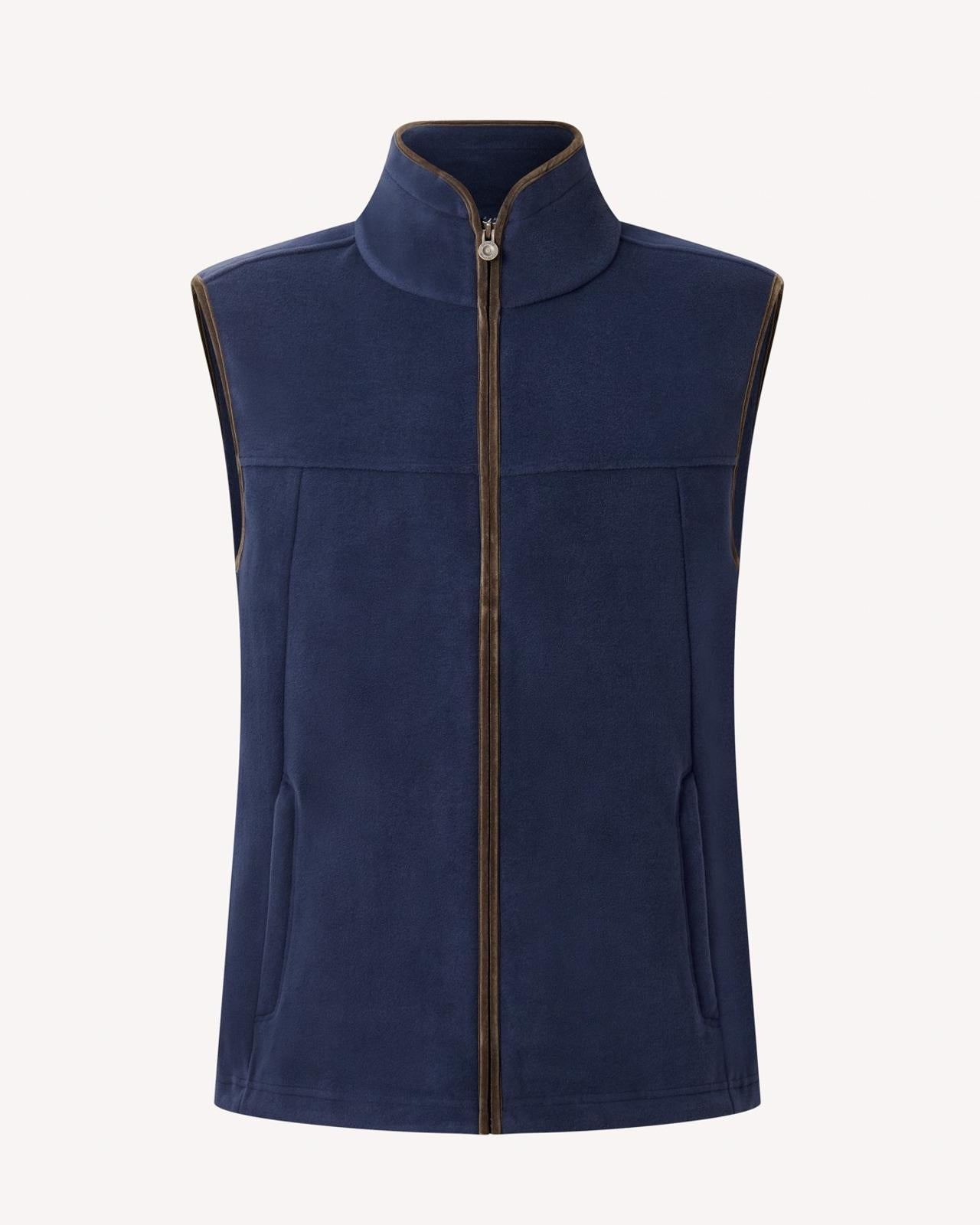 Bernard Weatherill Full Zip Fleece Gilet Blue-MALFORD OF LONDON SAVILE ROW MENSWEAR OUTLET