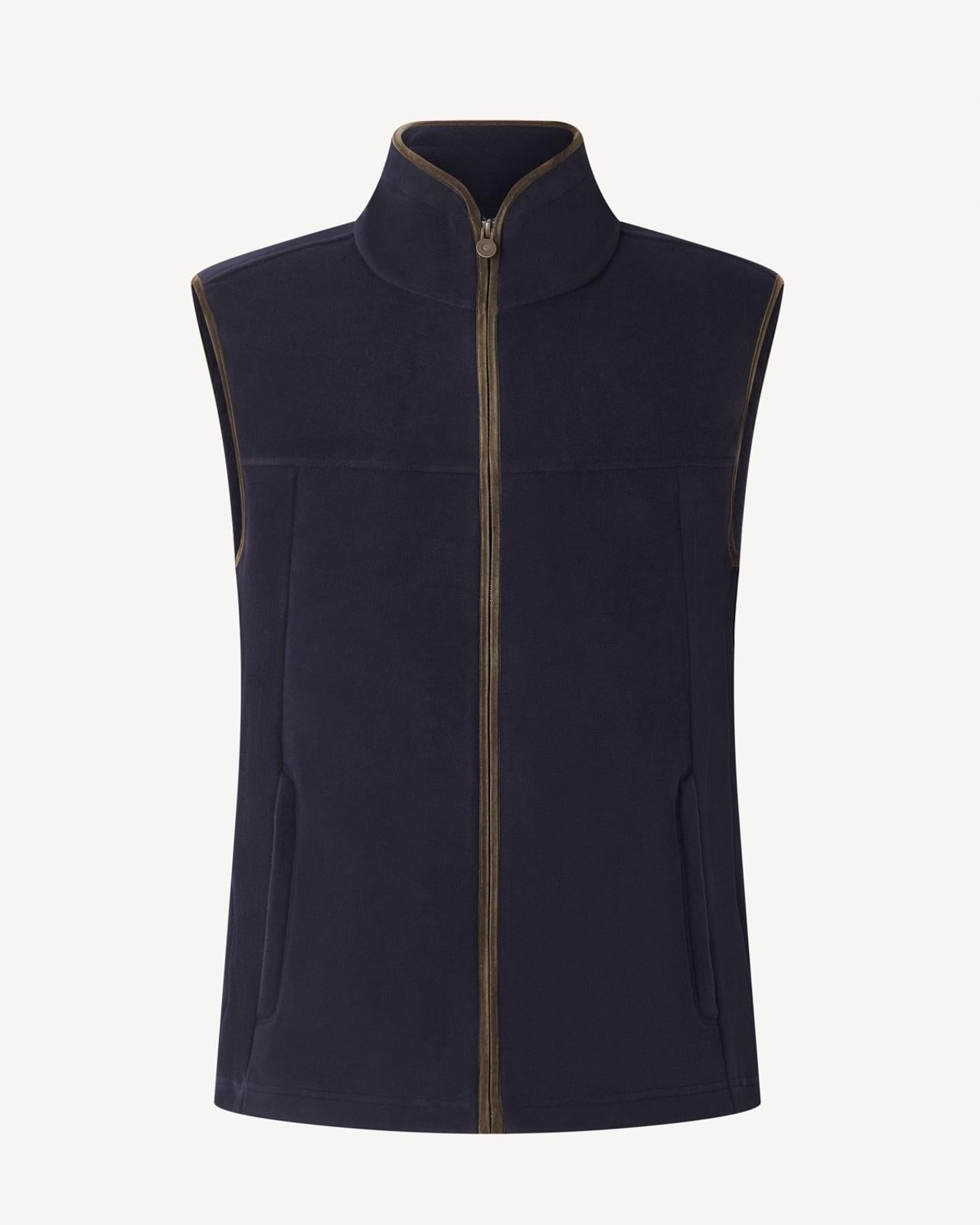 Bernard Weatherill Full Zip Fleece Gilet Dark Navy-MALFORD OF LONDON SAVILE ROW MENSWEAR OUTLET