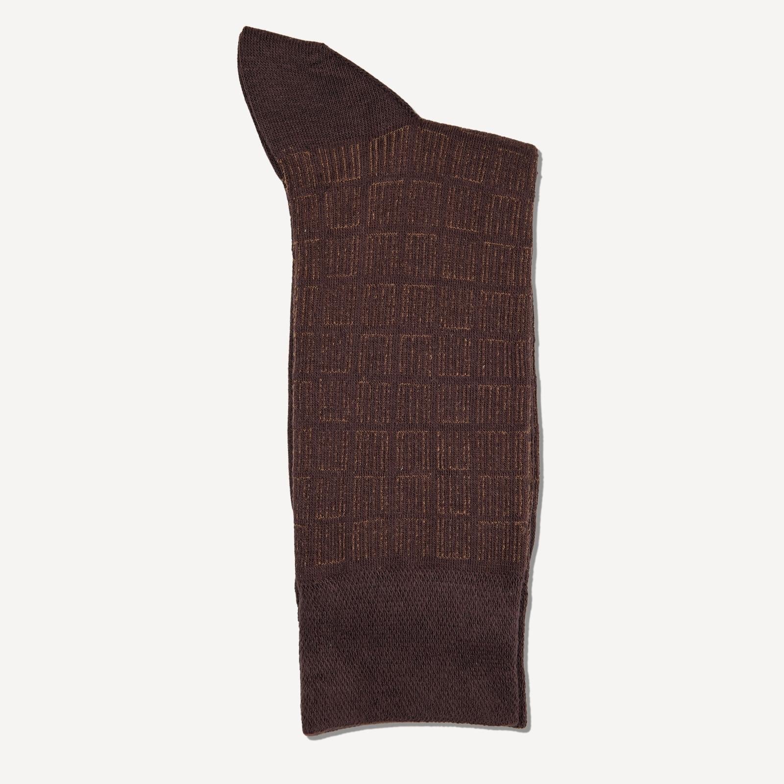 Bernard Weatherill Geometic Socks Chestnut/Brown-MALFORD OF LONDON SAVILE ROW MENSWEAR OUTLET