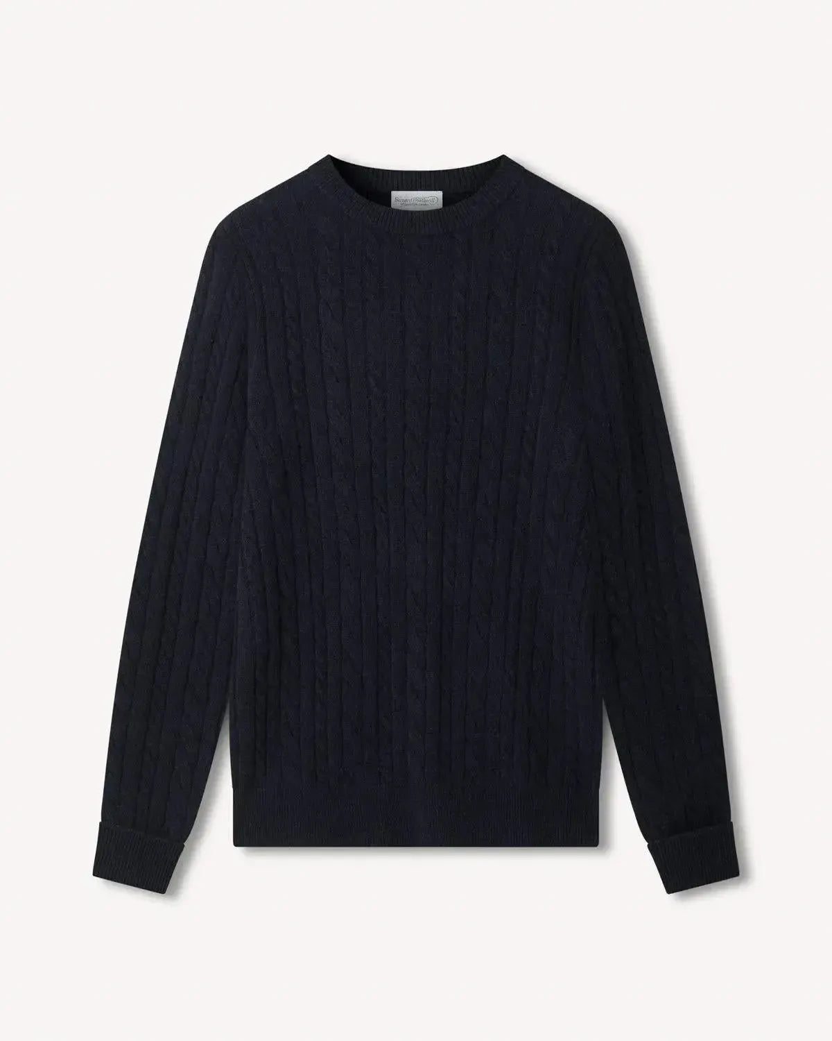 Bernard Weatherill Lambswool Cable Knit Navy-MALFORD OF LONDON SAVILE ROW MENSWEAR OUTLET