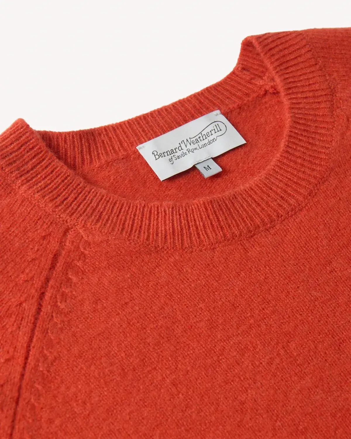 Bernard Weatherill Lambswool Plain Crew Neck Burnt Orange-MALFORD OF LONDON SAVILE ROW MENSWEAR OUTLET