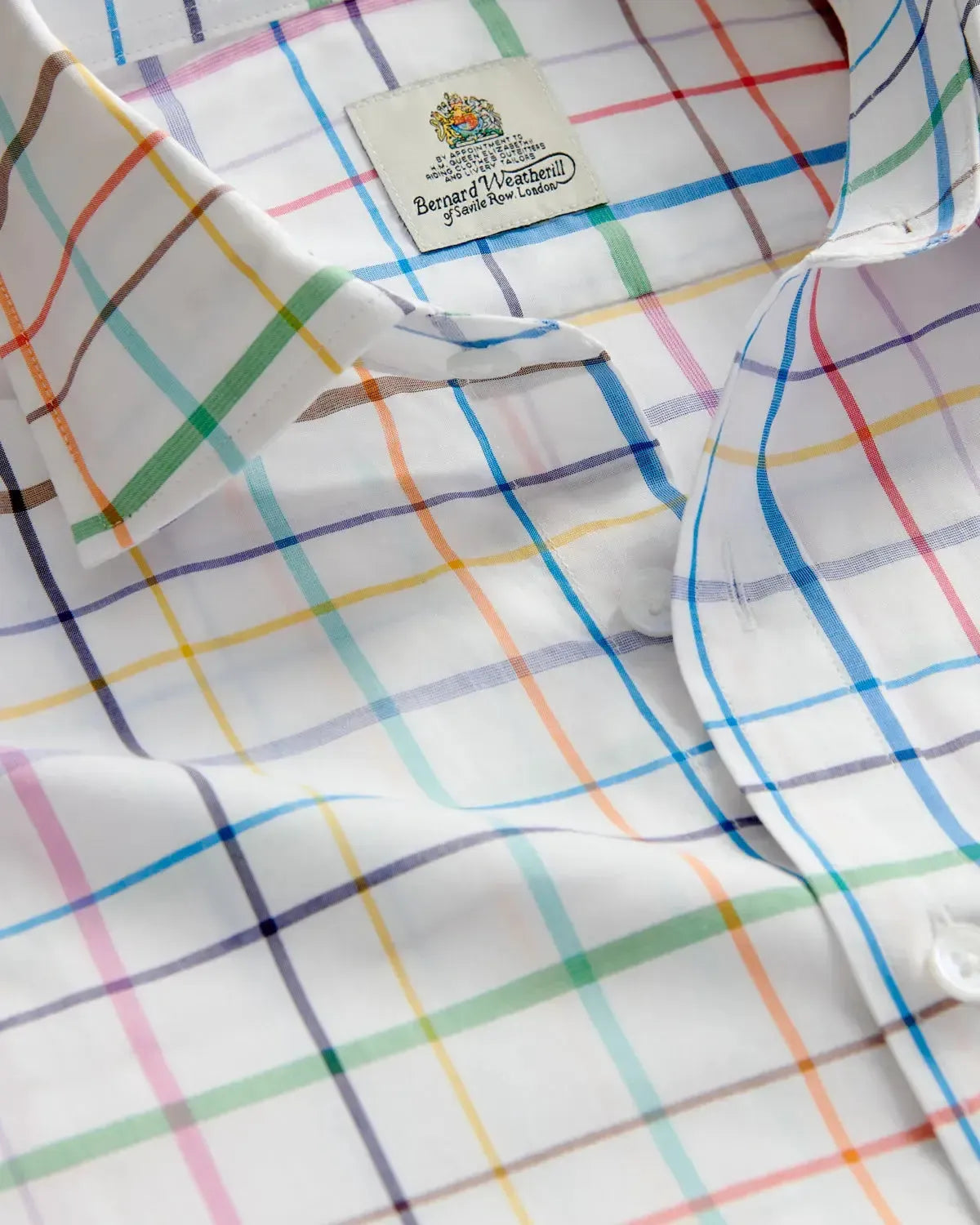 Bernard Weatherill Multi Windowpane Check Shirt White Yellow-MALFORD OF LONDON SAVILE ROW MENSWEAR OUTLET