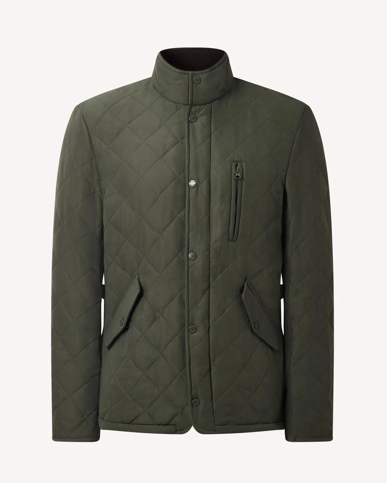 Bernard Weatherill Stand Collar Padded Jacket Khaki Green-MALFORD OF LONDON SAVILE ROW MENSWEAR OUTLET