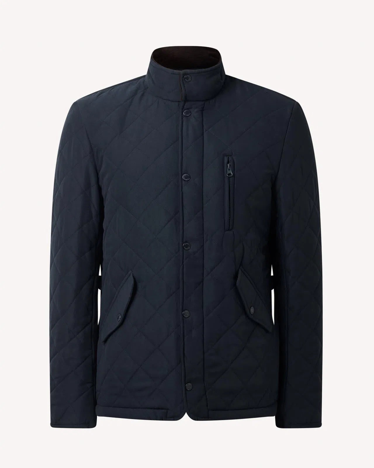 Bernard Weatherill Stand Collar Padded Jacket Navy Blue-MALFORD OF LONDON SAVILE ROW MENSWEAR OUTLET