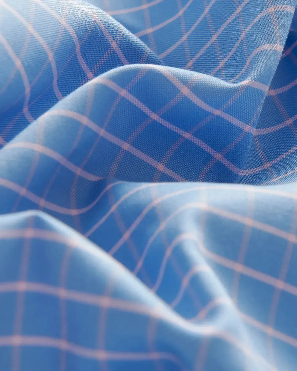 Bernard Weatherill Windowpane Oxford Cotton Shirt Blue White-MALFORD OF LONDON SAVILE ROW MENSWEAR OUTLET