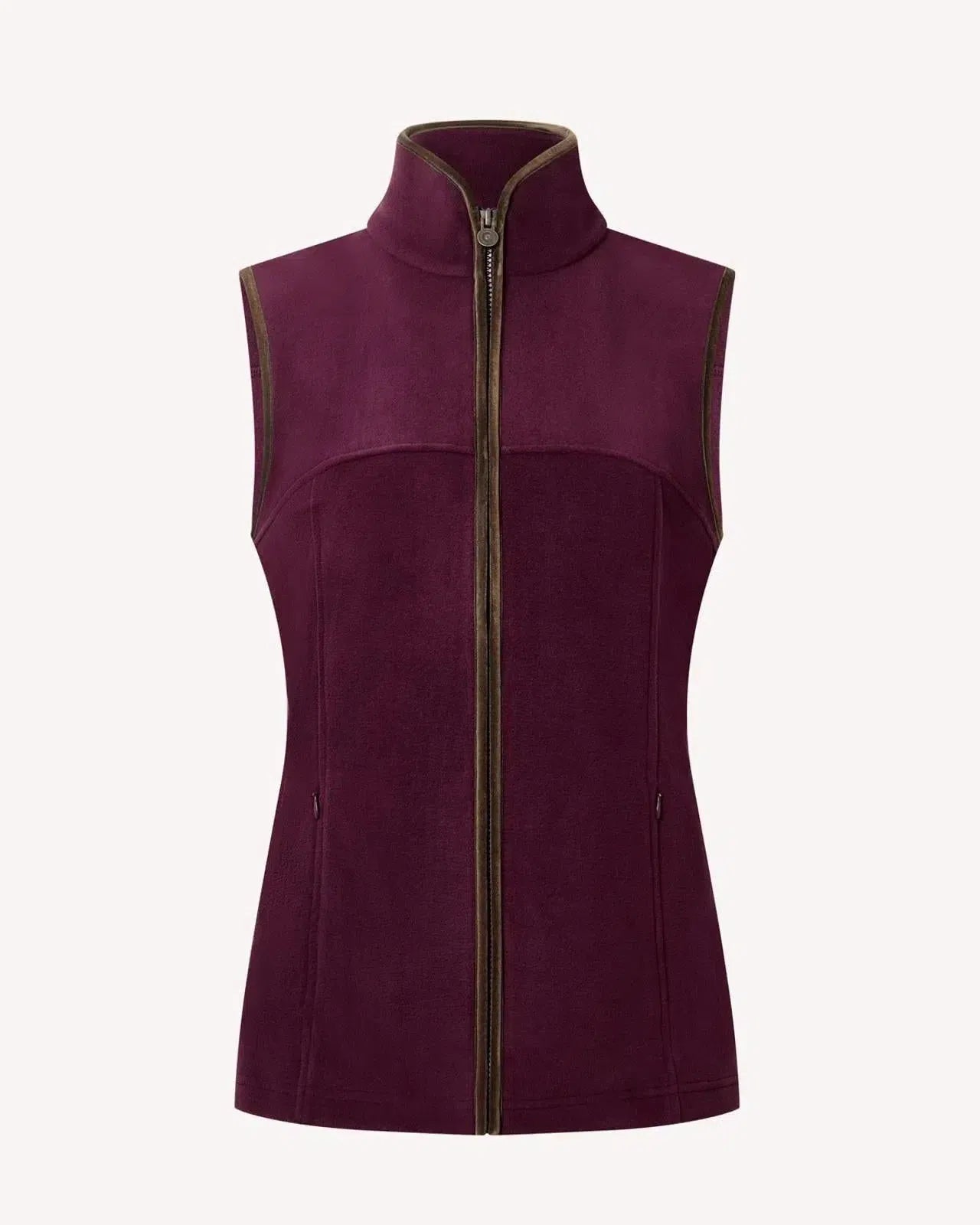 Bernard Weatherill Womens Full Zip Fleece Gilet Aubergine-MALFORD OF LONDON SAVILE ROW MENSWEAR OUTLET