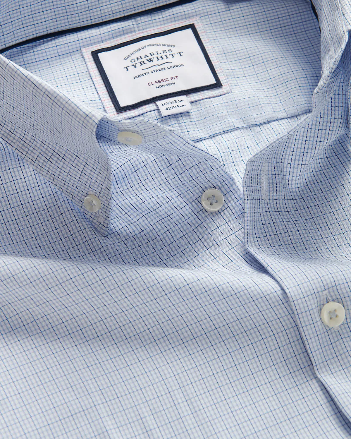 Charles Tyrwhitt BD Classic Fit Check Shirt Sky-MALFORD OF LONDON SAVILE ROW MENSWEAR OUTLET