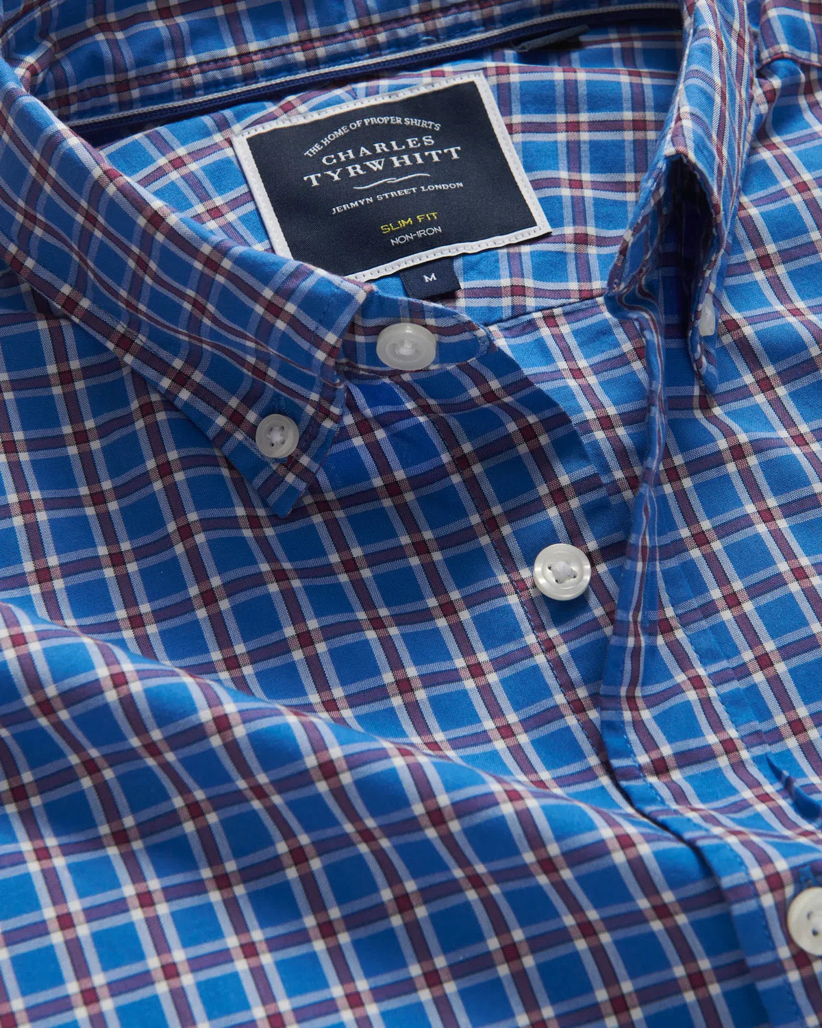 Charles Tyrwhitt BD Collar Slim Fit Shirt Cornflower Blue-MALFORD OF LONDON SAVILE ROW MENSWEAR OUTLET