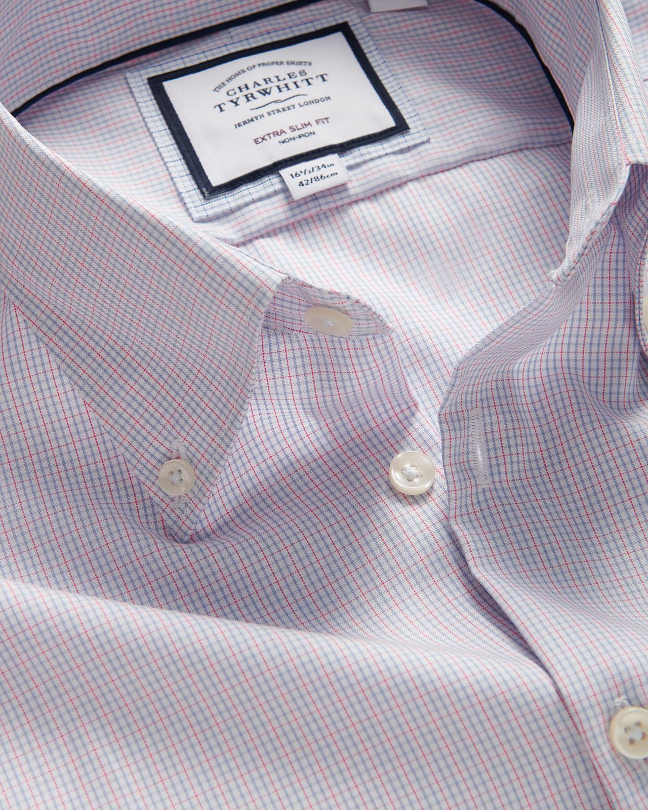 Charles Tyrwhitt BD Extra Slim Fit Check Shirt Bright Pink-MALFORD OF LONDON SAVILE ROW MENSWEAR OUTLET