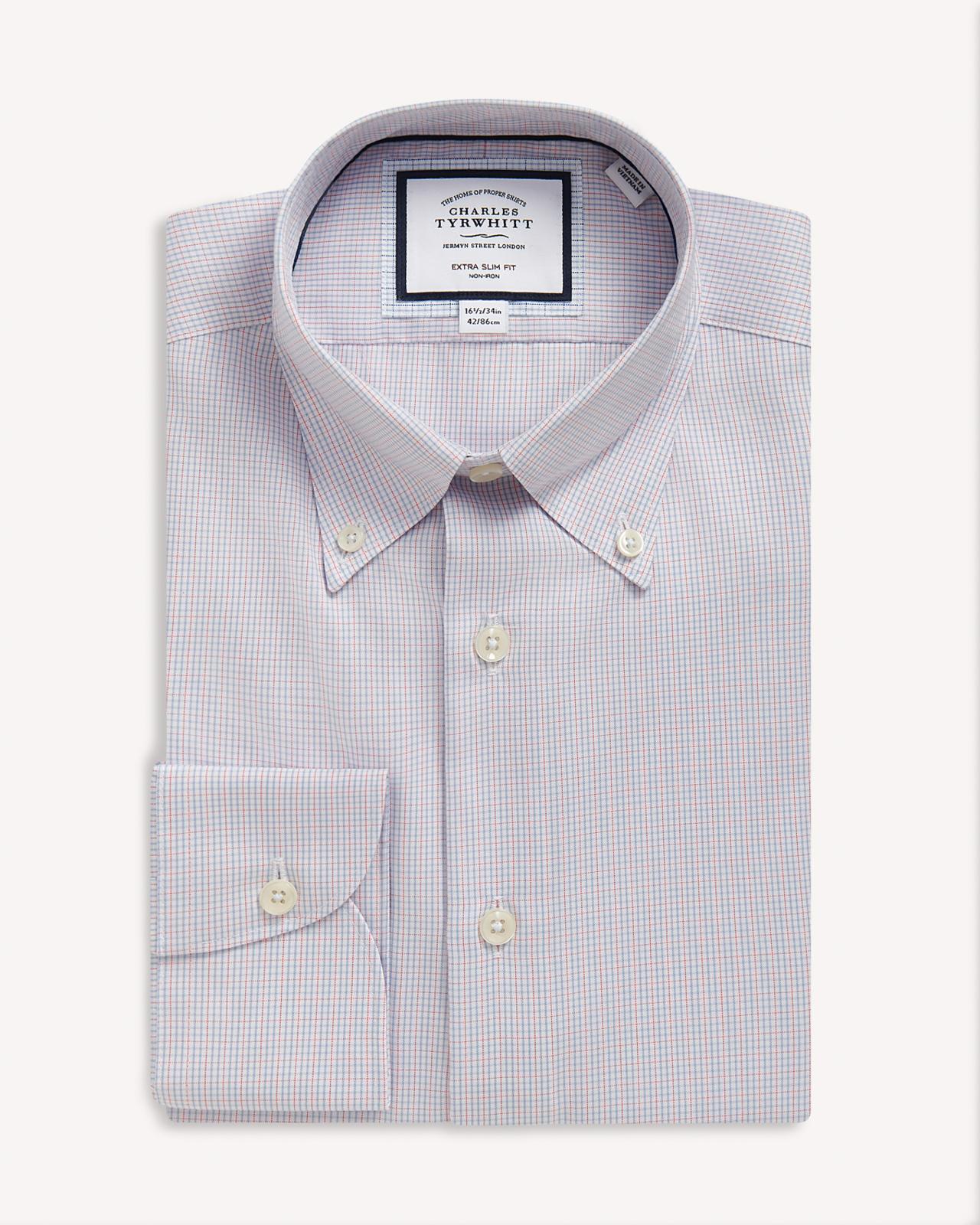 Charles Tyrwhitt BD Extra Slim Fit Check Shirt Bright Pink-MALFORD OF LONDON SAVILE ROW MENSWEAR OUTLET