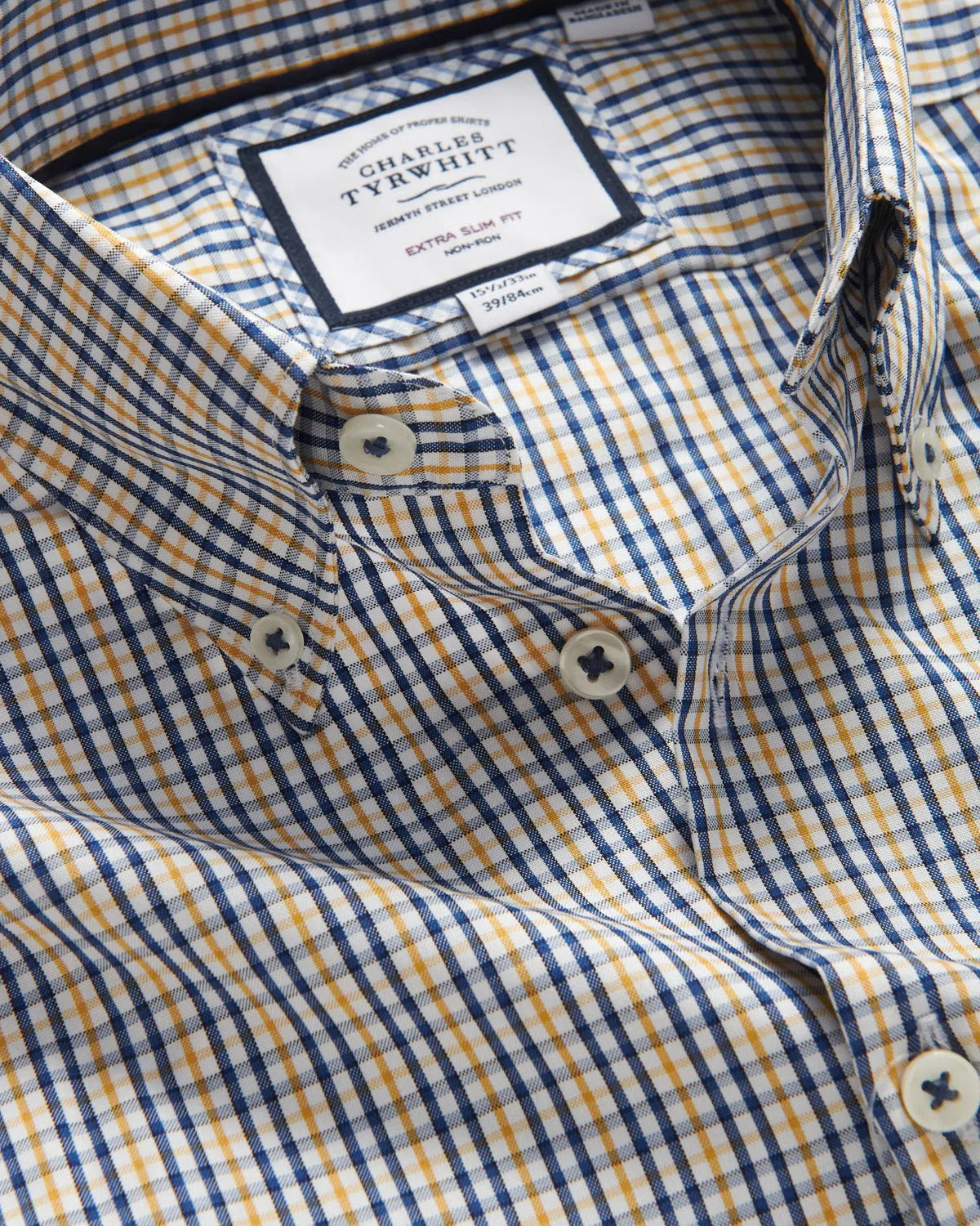 Charles Tyrwhitt BD Extra Slim Fit Check Shirt Yellow-MALFORD OF LONDON SAVILE ROW MENSWEAR OUTLET