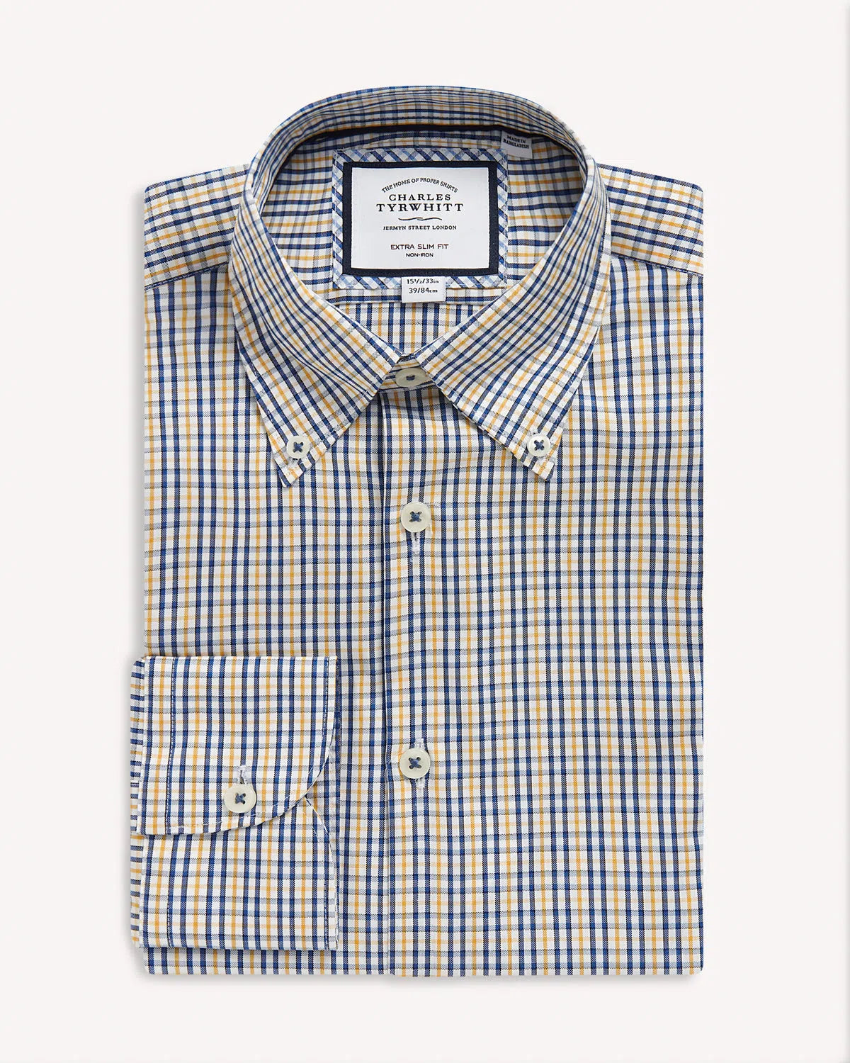 Charles Tyrwhitt BD Extra Slim Fit Check Shirt Yellow-MALFORD OF LONDON SAVILE ROW MENSWEAR OUTLET