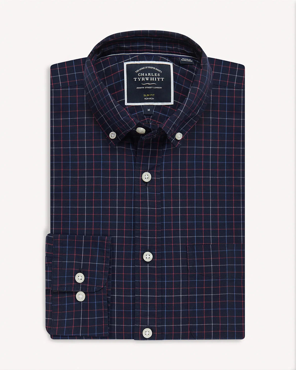 Charles Tyrwhitt BD Slim Fit Casual Shirt Navy-MALFORD OF LONDON SAVILE ROW MENSWEAR OUTLET