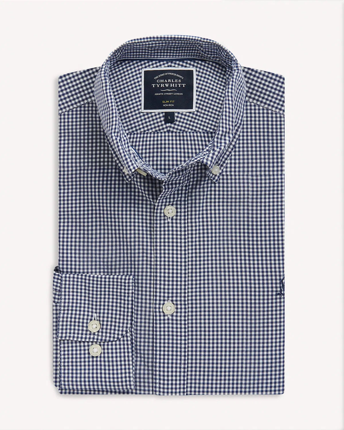 Charles Tyrwhitt BD Slim Fit Gingham Shirt Navy-MALFORD OF LONDON SAVILE ROW MENSWEAR OUTLET