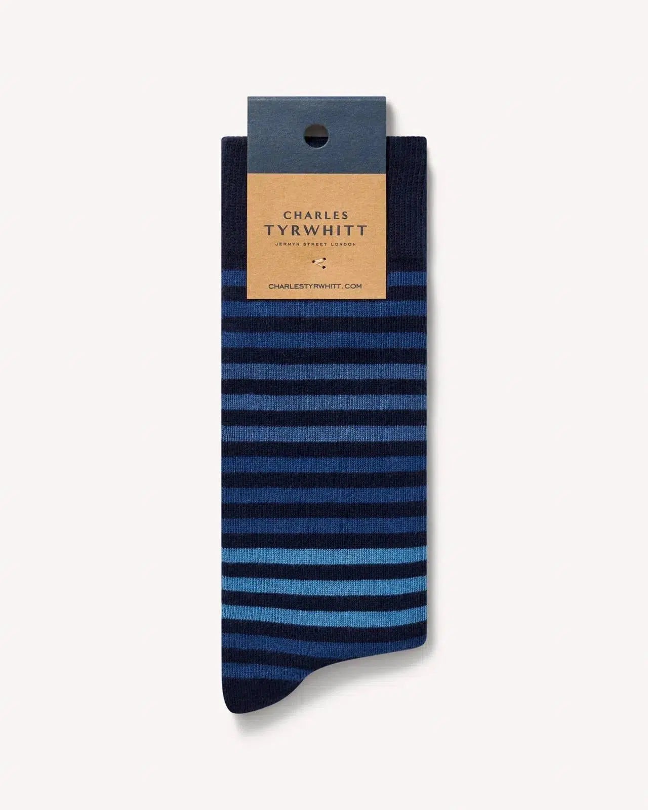 Charles Tyrwhitt Blue tonal stripe socks-MALFORD OF LONDON SAVILE ROW MENSWEAR OUTLET