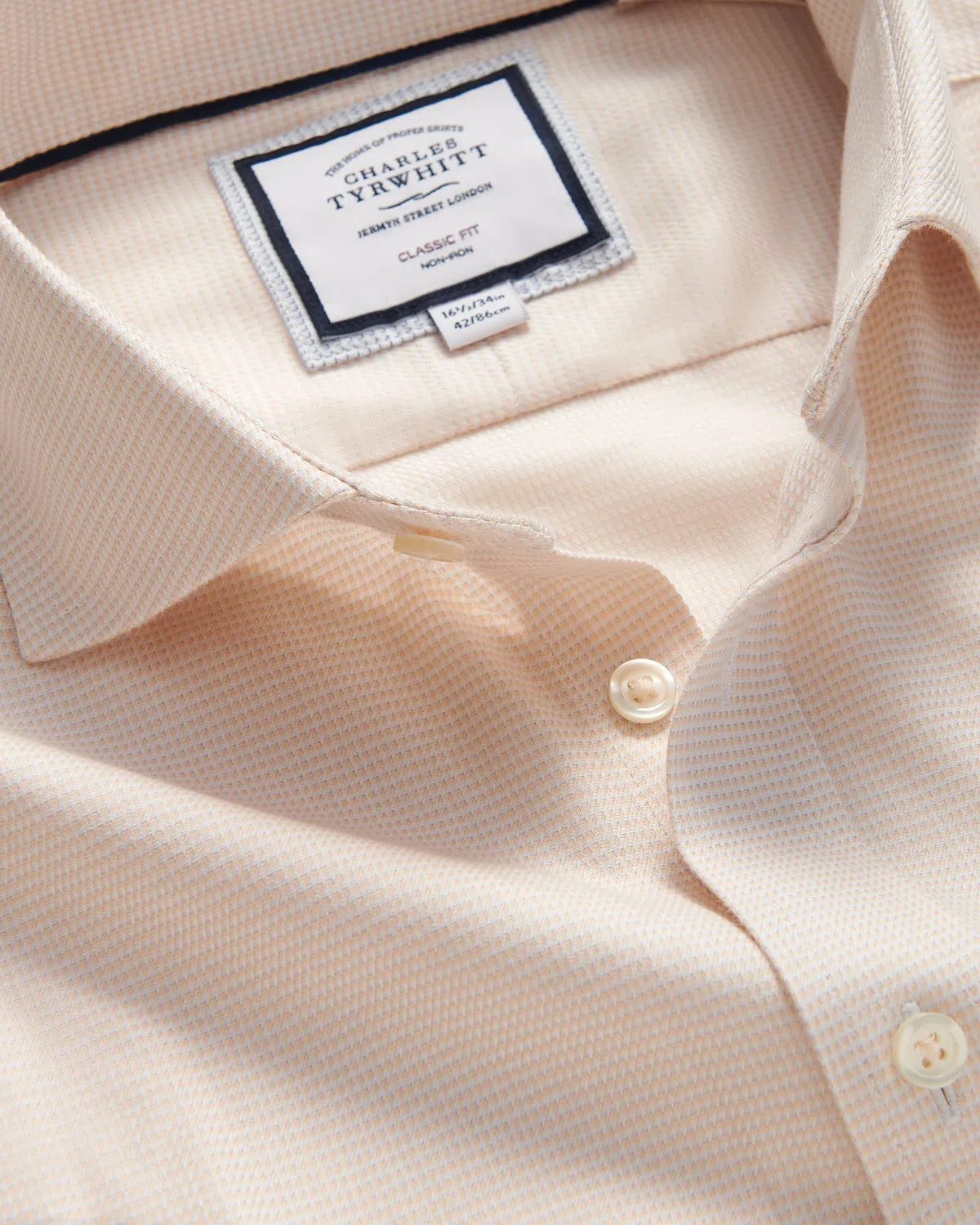 Charles Tyrwhitt Classic Fit Cambridge Weave Shirt Peach-MALFORD OF LONDON SAVILE ROW MENSWEAR OUTLET