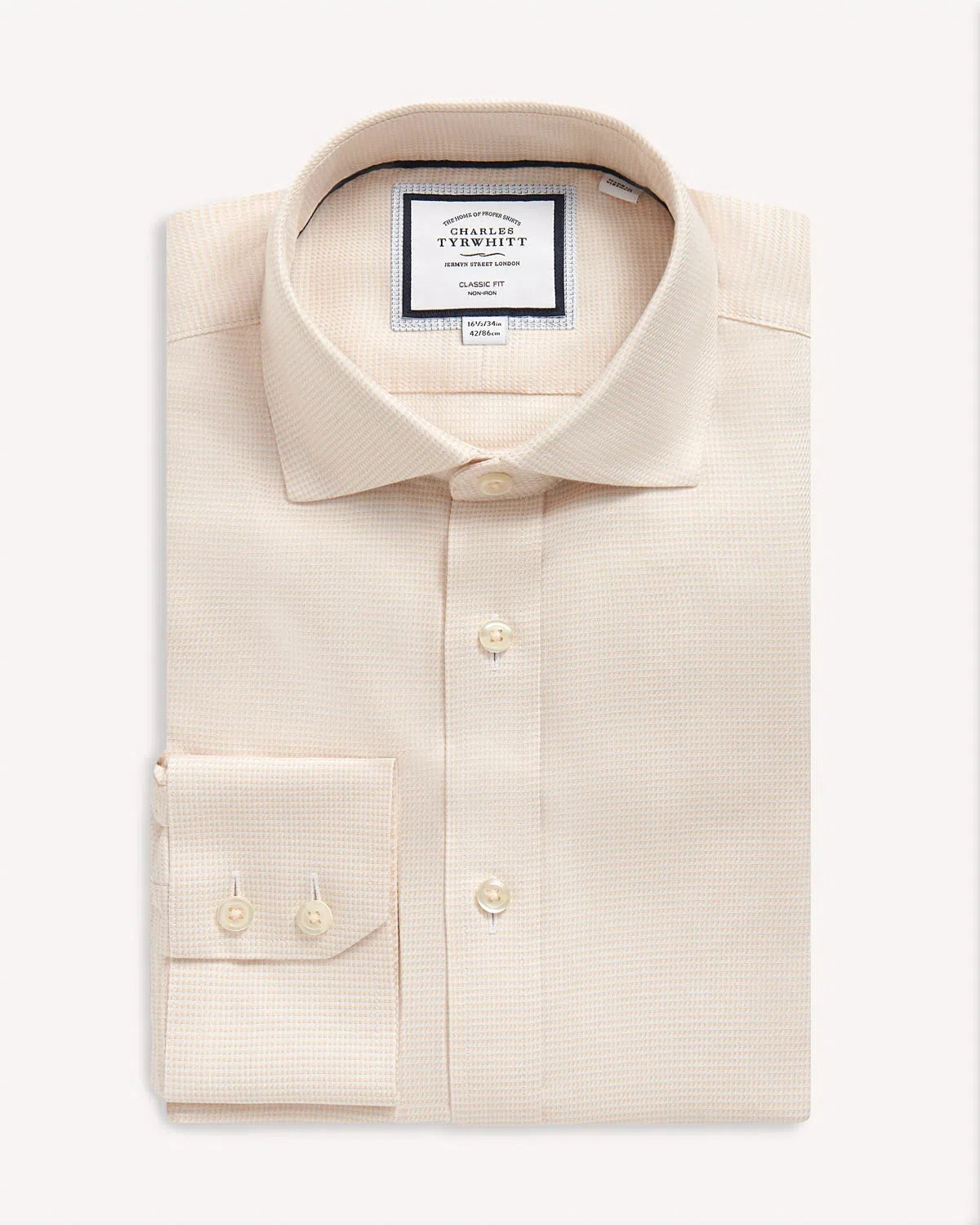 Charles Tyrwhitt Classic Fit Cambridge Weave Shirt Peach-MALFORD OF LONDON SAVILE ROW MENSWEAR OUTLET