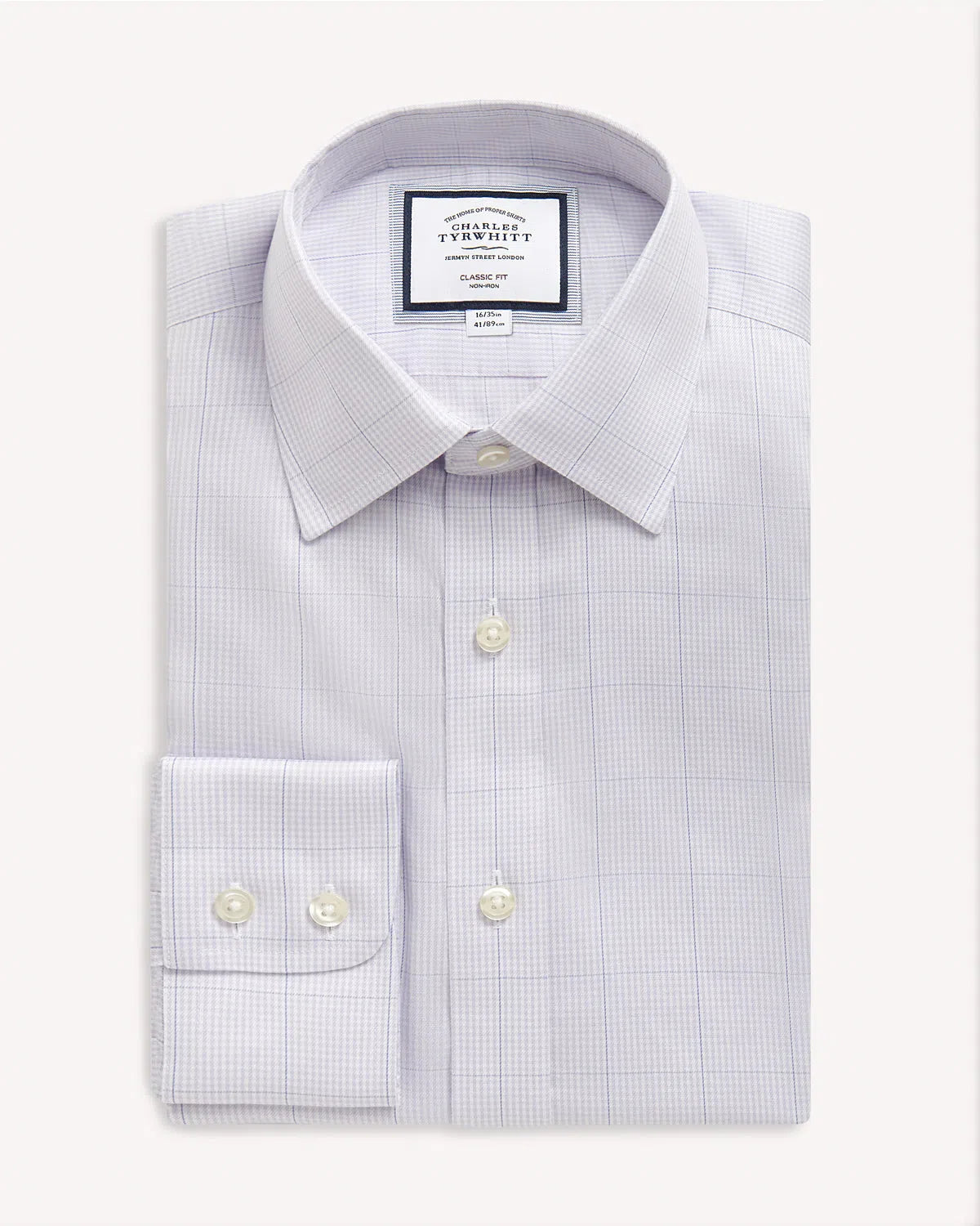 Charles Tyrwhitt Classic Fit Puppy Tooth Twill Lavender-MALFORD OF LONDON SAVILE ROW MENSWEAR OUTLET