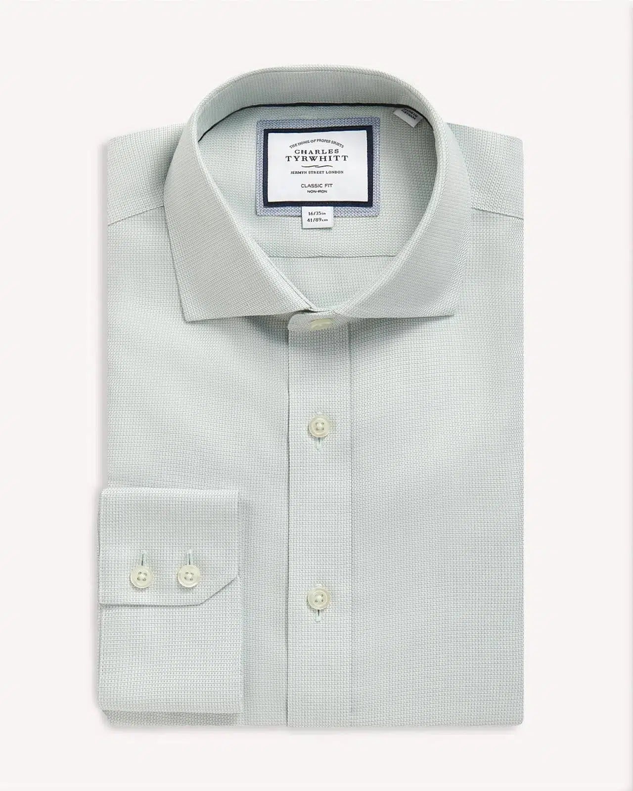 Charles Tyrwhitt Classic Fit Richmond Weave Shirt Green-MALFORD OF LONDON SAVILE ROW MENSWEAR OUTLET