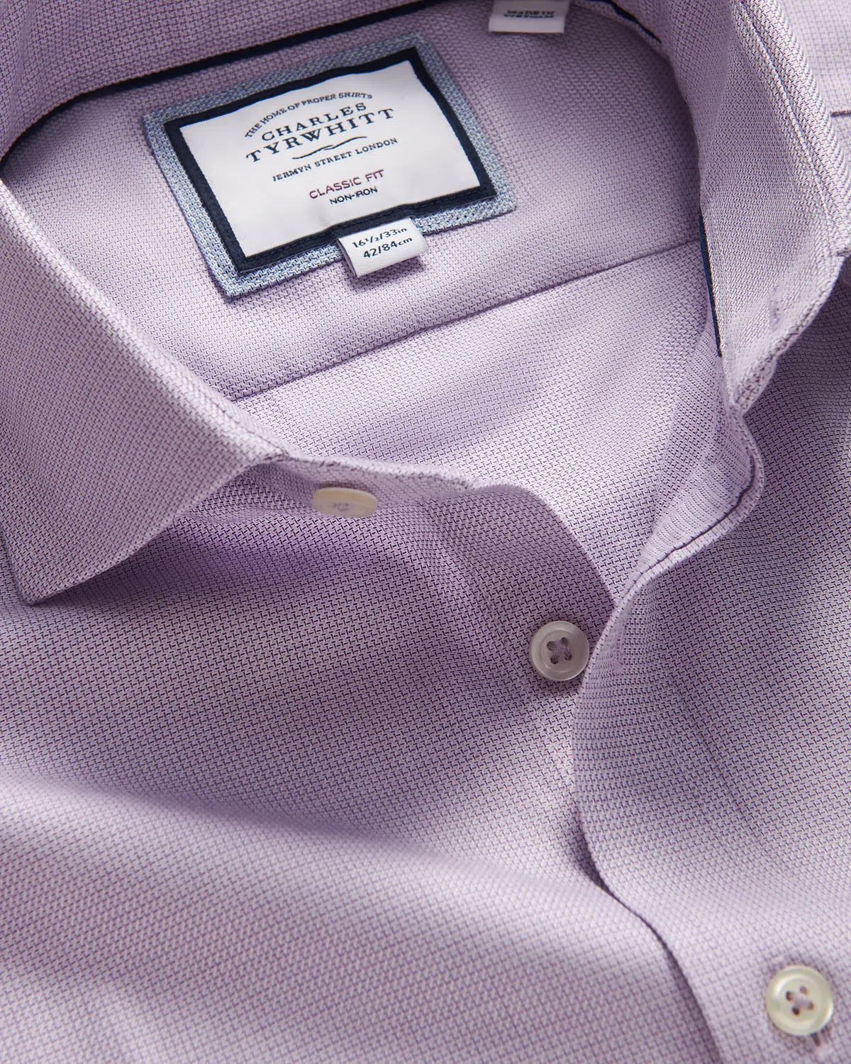 Charles Tyrwhitt Classic Fit Richmond Weave Shirt Purple-MALFORD OF LONDON SAVILE ROW MENSWEAR OUTLET