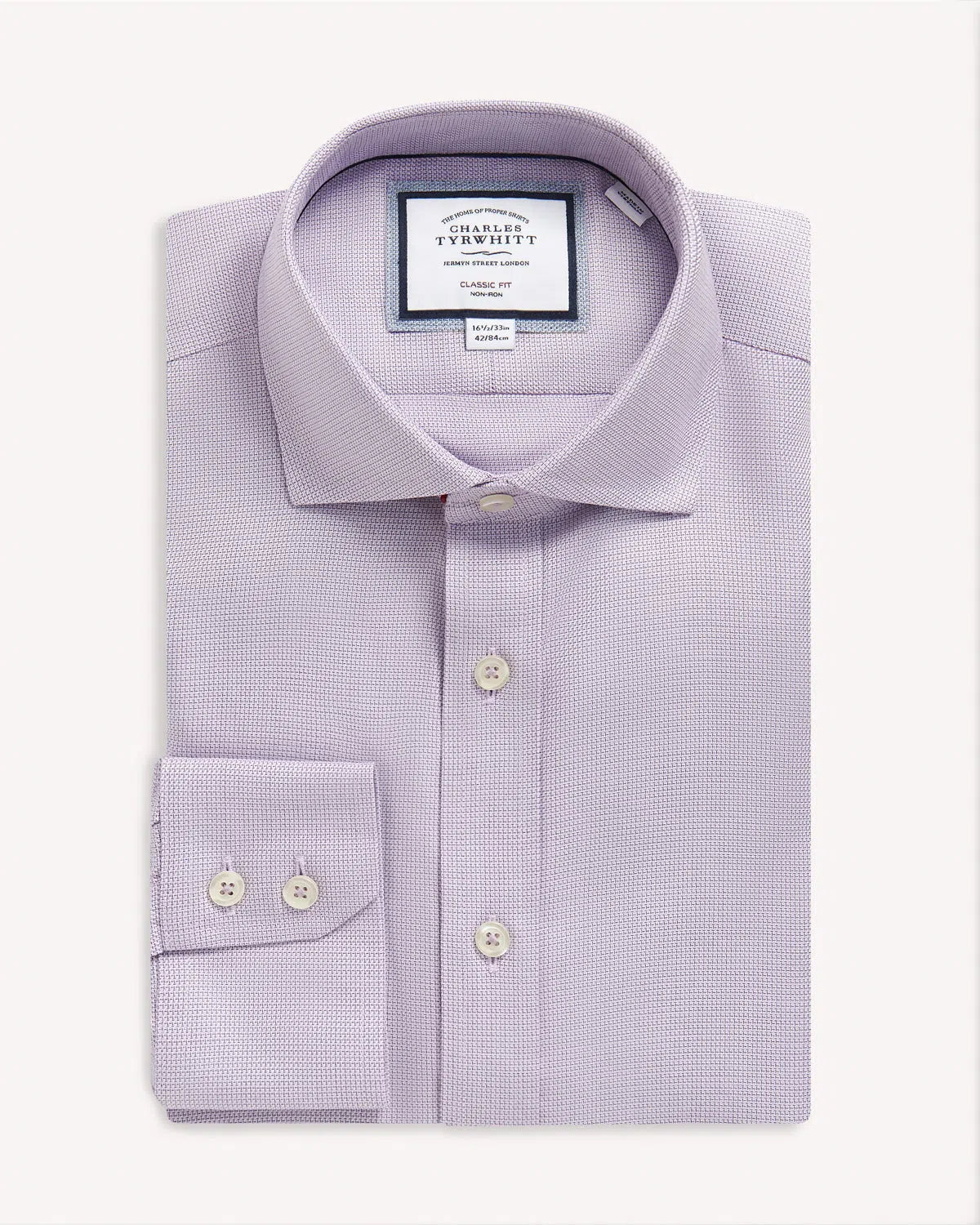 Charles Tyrwhitt Classic Fit Richmond Weave Shirt Purple-MALFORD OF LONDON SAVILE ROW MENSWEAR OUTLET