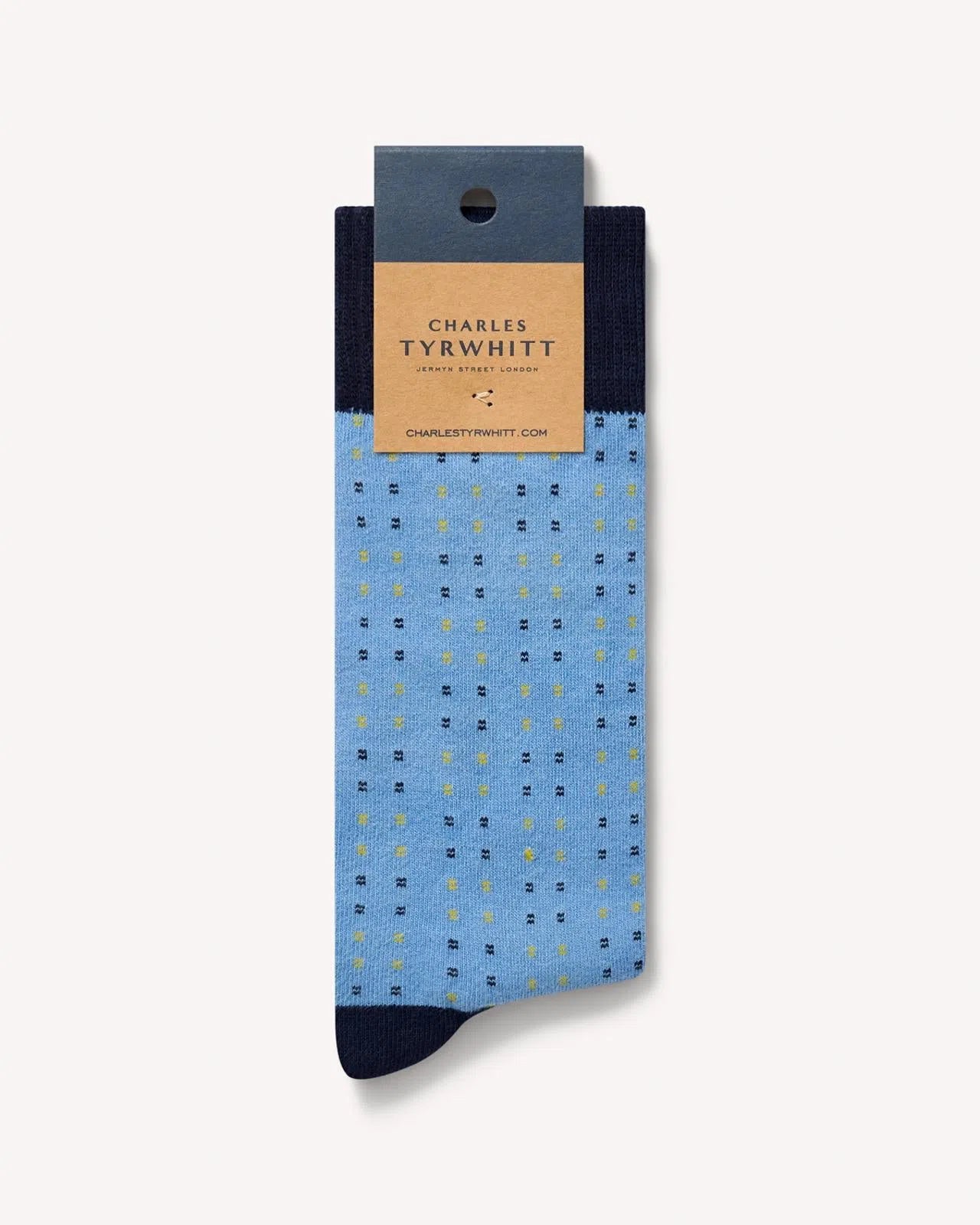 Charles Tyrwhitt Cornflower blue patterned socks-MALFORD OF LONDON SAVILE ROW MENSWEAR OUTLET